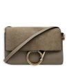 Faye Grey Crossbody Bag in Calfskin, Gold hardware