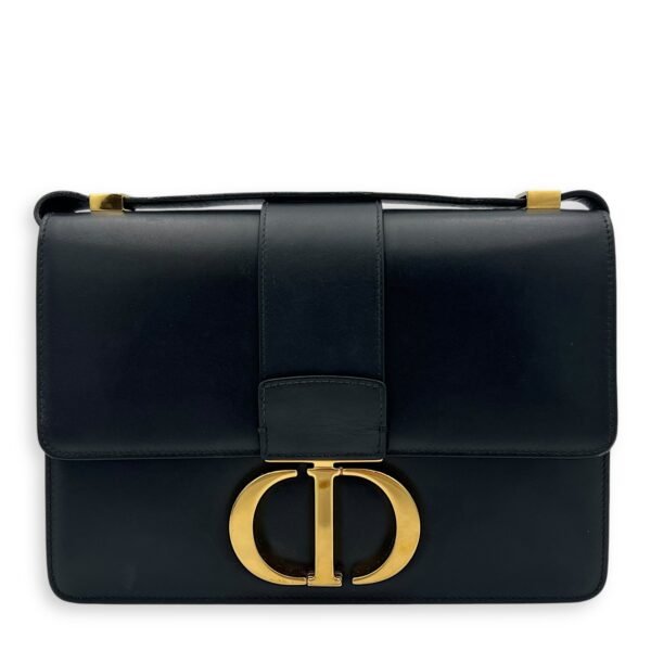 30 Montaigne Crossbody Bag Black in Calfskin, Gold hardware
