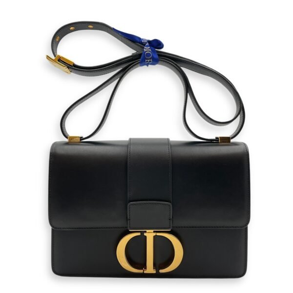 30 Montaigne Medium Black Shoulder Bag in Box Calfskin, Gold hardware - Image 2