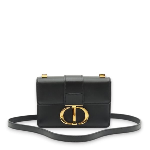 30 Montaigne Micro Black Crossbody Bag in Calfskin, Gold hardware - Image 11