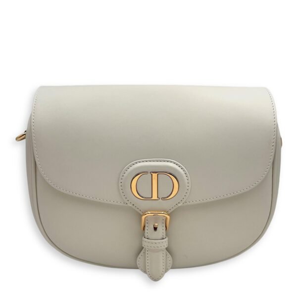 Bobby Medium White Crossbody Bag in Calfskin, Gold hardware