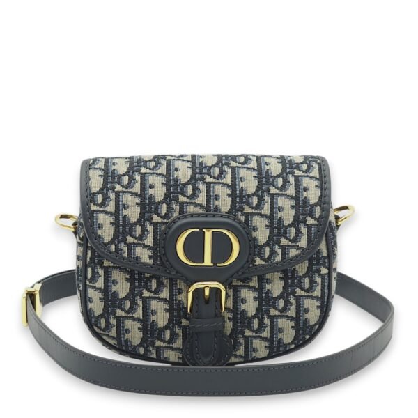 Bobby Small Blue Oblique Crossbody Bag in Jacquard, Gold hardware - Image 3