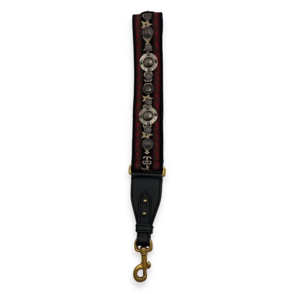 Bohemian Bag Strap 90cm Red, Green, Beige, Black Bag Accessory in Cotton canvas, calf, 2-Tone hardware