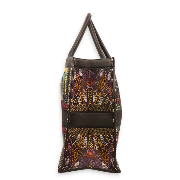 Book Embroidered Studded Leather Large Multicolor Tote Bag in Calfskin, Palladium hardware - Image 3