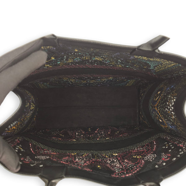 Book Embroidered Studded Leather Large Multicolor Tote Bag in Calfskin, Palladium hardware - Image 6