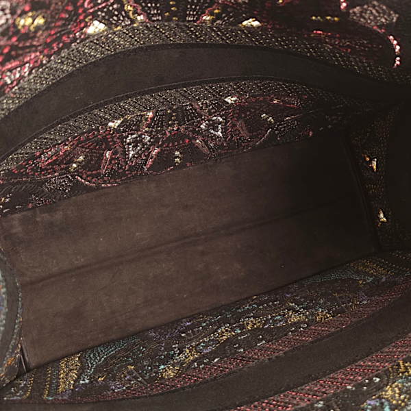 Book Embroidered Studded Leather Large Multicolor Tote Bag in Calfskin, Palladium hardware - Image 9