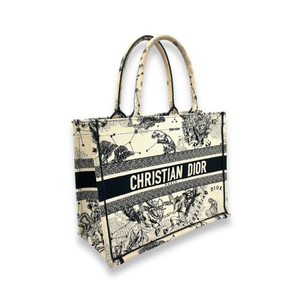 Book Tote Medium Black Top Handle Bag in Jacquard - Image 3