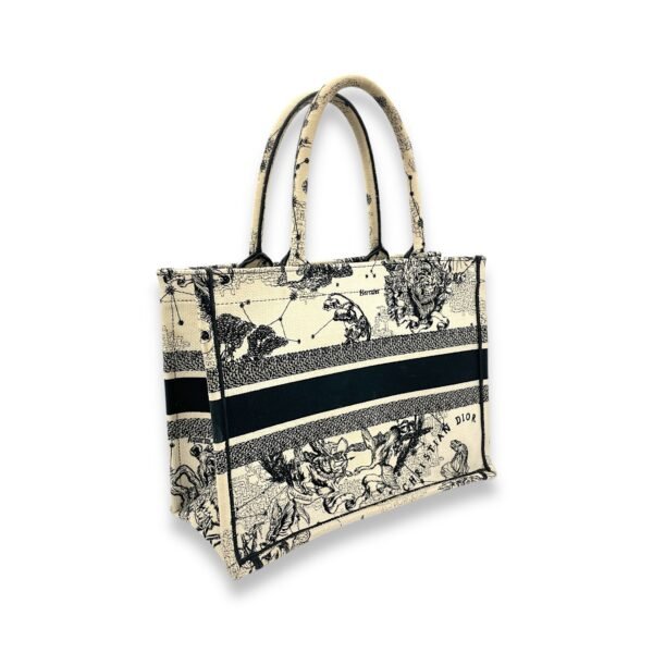 Book Tote Medium Black Top Handle Bag in Jacquard - Image 4