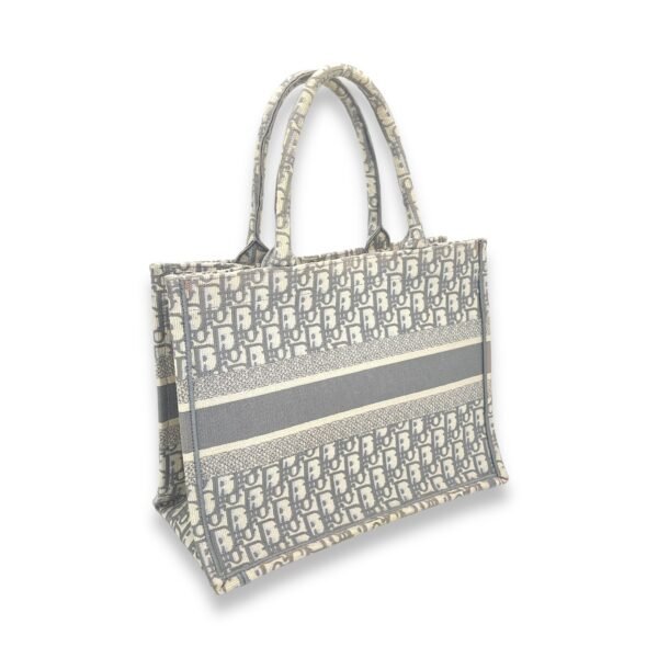 Book Tote Medium Grey Tote Bag in Canvas - Image 4