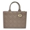 Book Tote Medium Warm Taupe Crossbody Bag in Macrocannage Calfskin, Gold hardware