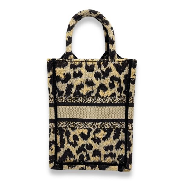 Book Tote Top Handle Bag Mini Vertical Brown in Jacquard, Gold hardware - Image 2