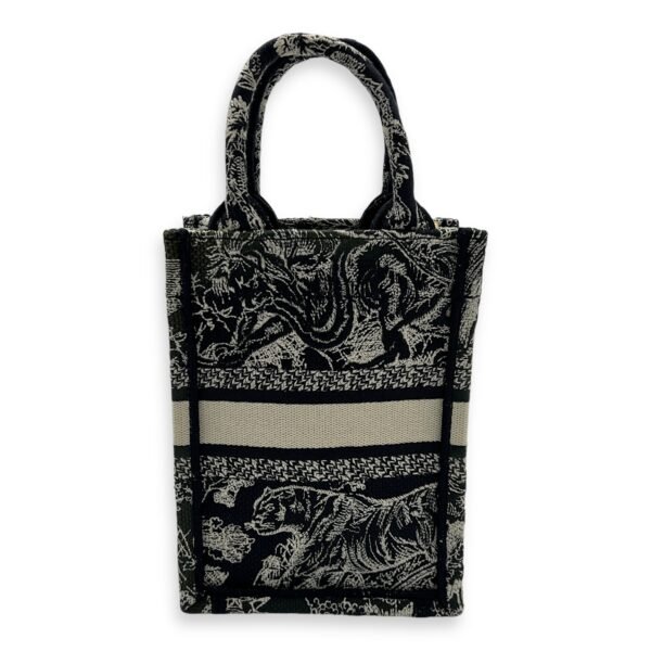 Book Tote Vertical Navy Crossbody Bag in Jacquard, Gold hardware - Image 2