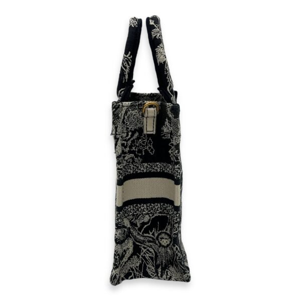 Book Tote Vertical Navy Crossbody Bag in Jacquard, Gold hardware - Image 3