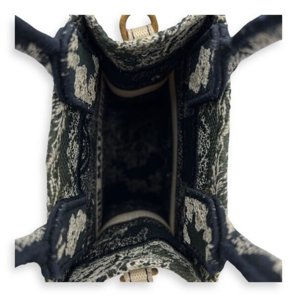 Book Tote Vertical Navy Crossbody Bag in Jacquard, Gold hardware - Image 6