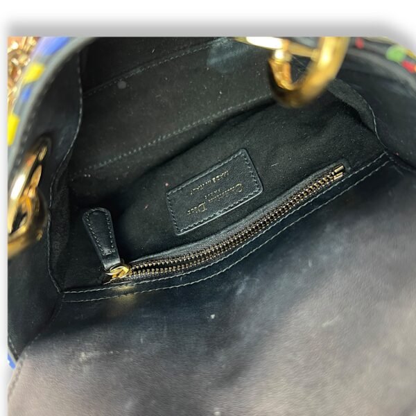 Butterfly Print Lady Dior mini Top handle bag in Calfskin, Gold Hardware - Image 13