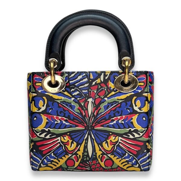Butterfly Print Lady Dior mini Top handle bag in Calfskin, Gold Hardware - Image 2