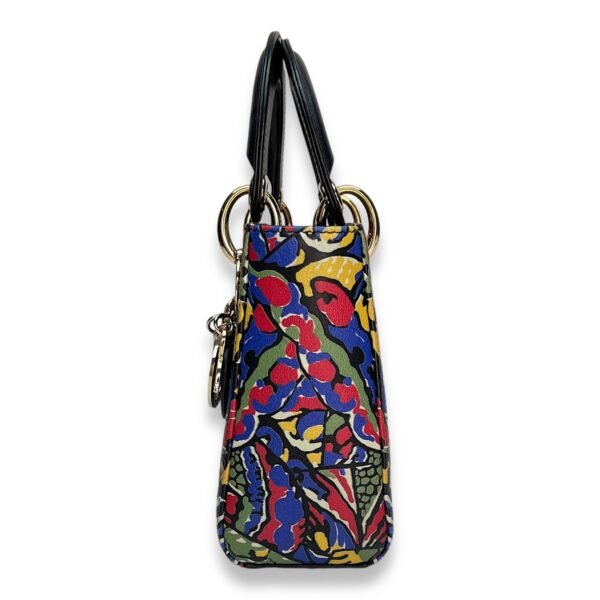 Butterfly Print Lady Dior mini Top handle bag in Calfskin, Gold Hardware - Image 3