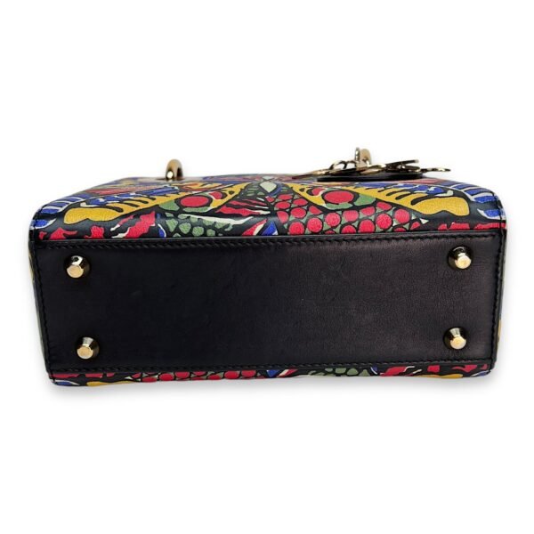 Butterfly Print Lady Dior mini Top handle bag in Calfskin, Gold Hardware - Image 5