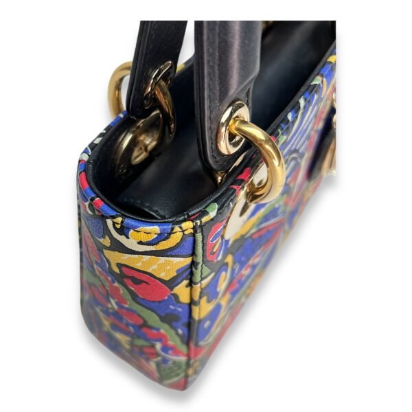 Butterfly Print Lady Dior mini Top handle bag in Calfskin, Gold Hardware - Image 7