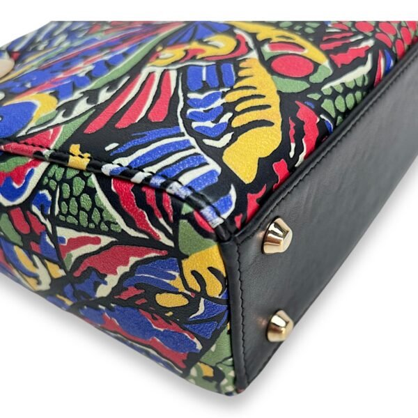 Butterfly Print Lady Dior mini Top handle bag in Calfskin, Gold Hardware - Image 8