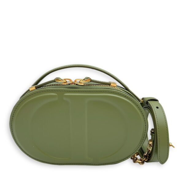 CD Signature Oval Camera Bag 18x11x5.5cm Green Crossbody Bag in Calfskin, Gold hardware - Image 7