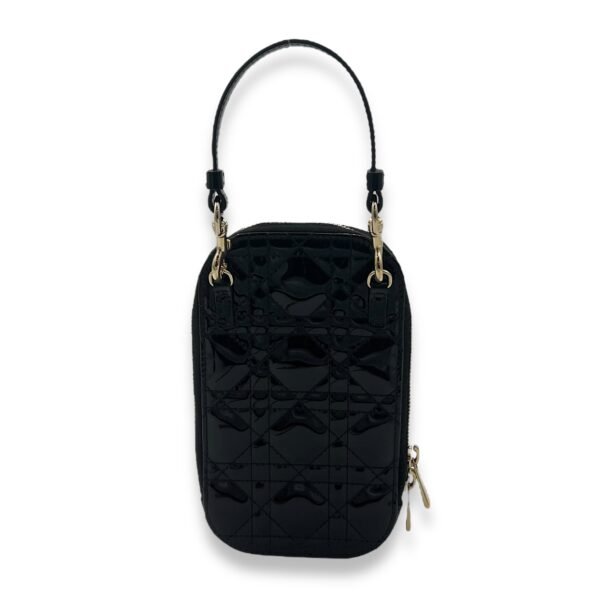 Cannage Pouch Black in Patent Leather, Silver hardware - Image 4
