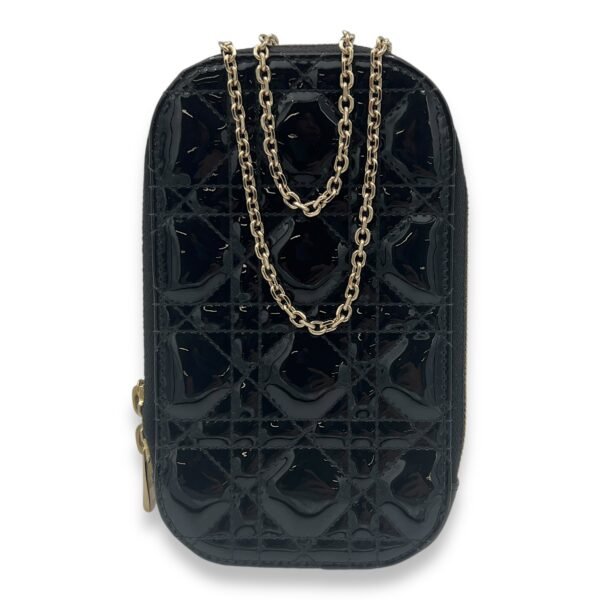 Cannage Pouch Black in Patent Leather, Silver hardware - Image 7