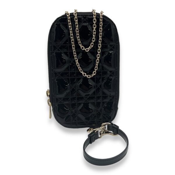 Cannage Pouch Black in Patent Leather, Silver hardware - Image 8
