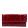 Cannage Red Wallet On Chain in Patent Leather, Silver hardware
