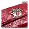 Cannage Red Wallet On Chain in Patent Leather, Silver hardware - Image 9