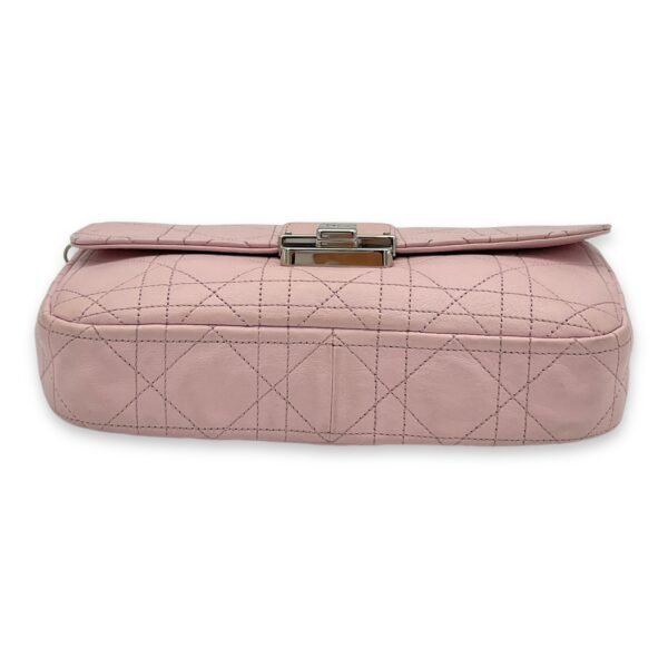 Cannage Stitched Diorling Pink Wallet On Chain in Calfskin, Silver hardware - Image 2