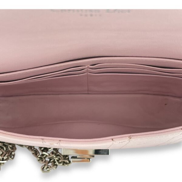 Cannage Stitched Diorling Pink Wallet On Chain in Calfskin, Silver hardware - Image 8