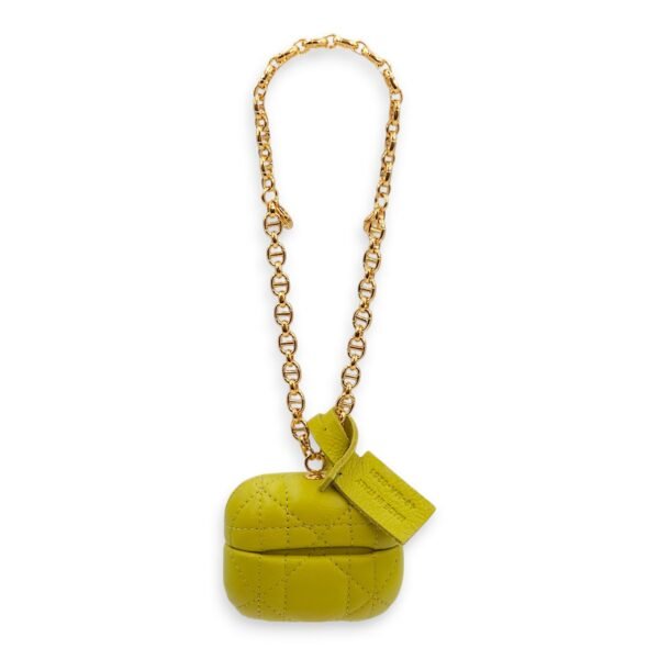 Caro Airpods Pro Case Lime Pouch in Lambskin, Gold hardware - Image 2