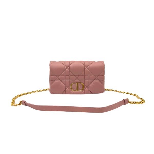 Caro Crossbody Bag Pink in Lambskin, Gold hardware - Image 7