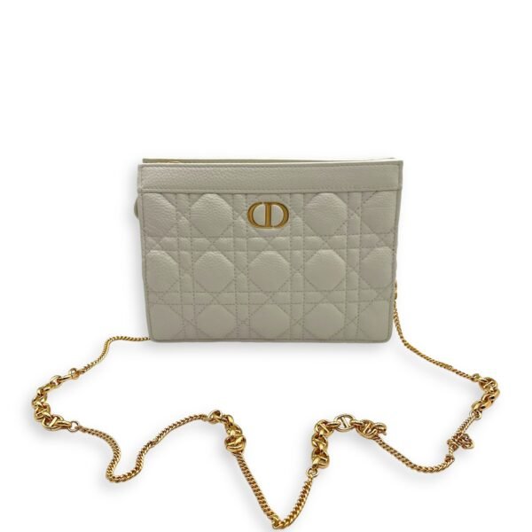 Caro Every Dior Pouch 19x14x4cm White Crossbody Bag in Cannage print calf, Gold hardware - Image 10