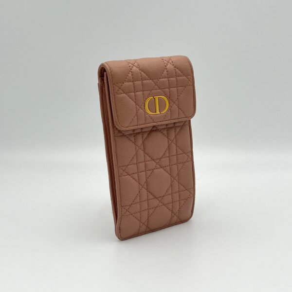Caro Phone Holder Beige Pouch in Calfskin, Gold hardware - Image 3