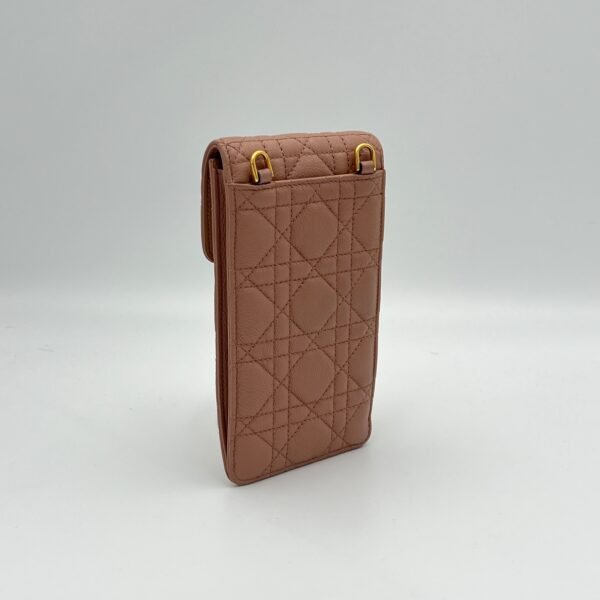 Caro Phone Holder Beige Pouch in Calfskin, Gold hardware - Image 4