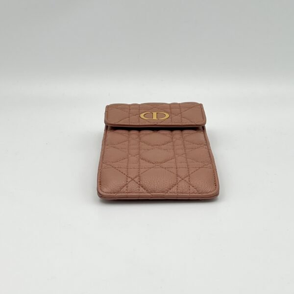 Caro Phone Holder Beige Pouch in Calfskin, Gold hardware - Image 5
