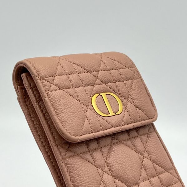 Caro Phone Holder Beige Pouch in Calfskin, Gold hardware - Image 6