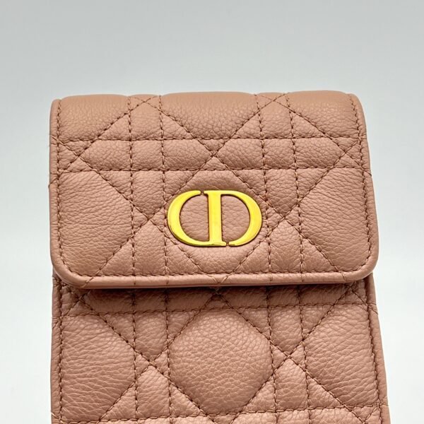 Caro Phone Holder Beige Pouch in Calfskin, Gold hardware - Image 7
