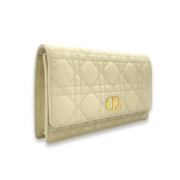 Dior Caro  Pouch White in Calfskin, Gold hardware - Image 3