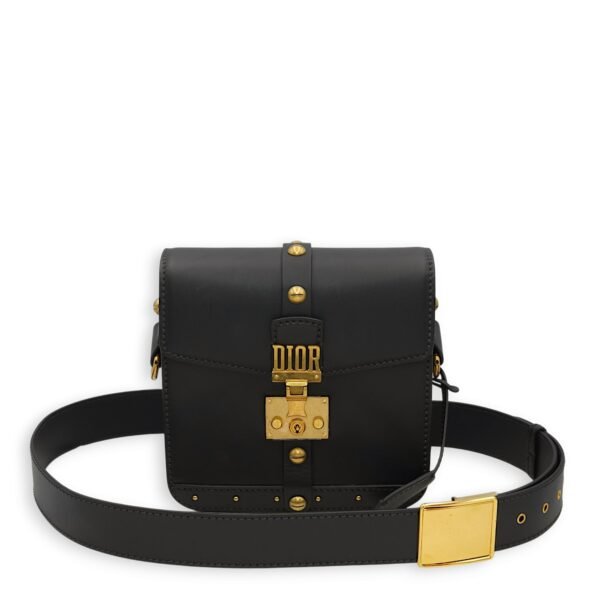 Dioraddict Square Flap Black Shoulder Bag in Calfskin, Gold hardware - Image 10