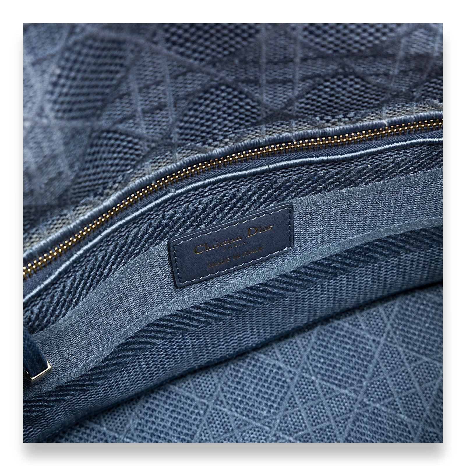 Embroidered Cannage Lady D-Lite Medium Top handle bag in Canvas, Silver Hardware - Image 5