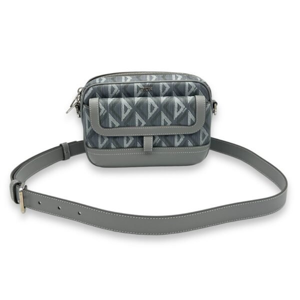 Hit The Road Grey Crossbody Bag in Coated Canvas, Silver hardware - Image 7