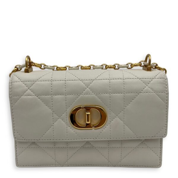 Miss Caro White Crossbody Bag in Calfskin, Gold hardware