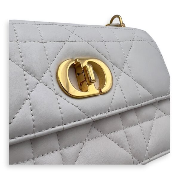 Miss Caro White Crossbody Bag in Calfskin, Gold hardware - Image 10
