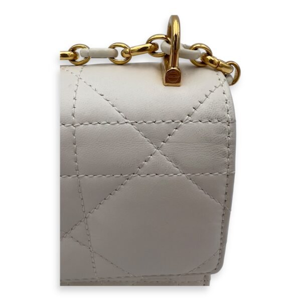 Miss Caro White Crossbody Bag in Calfskin, Gold hardware - Image 11