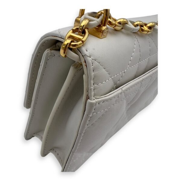Miss Caro White Crossbody Bag in Calfskin, Gold hardware - Image 13