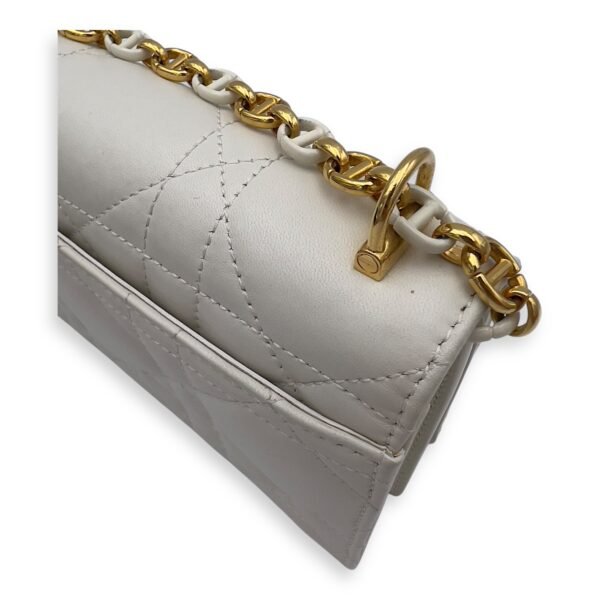 Miss Caro White Crossbody Bag in Calfskin, Gold hardware - Image 14