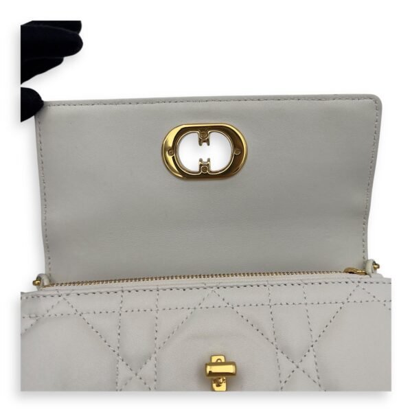 Miss Caro White Crossbody Bag in Calfskin, Gold hardware - Image 15